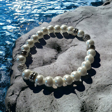 Witte Schelp π parels Dames armband | 8mm kralen